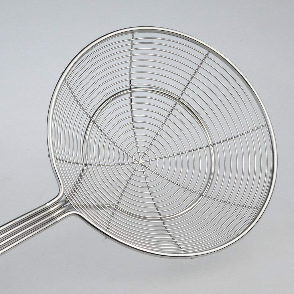 cnomg 3 pcs Stainless Steel Skimmer Strainer,Wire Skimmer with Spiral Mesh, Professional Grade Handle Skimmer Spoon Ladle for Pasta Chips