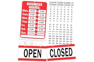 Open Closed Sign for Business - Ideal Office Hours Sign for Glass Door or Window - Bright Red and White Colors - Includes 4 D