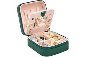 KElofoN Travel jewelry case Travel jewelry box Travel Jewelry Organizer Small box Gift for Girls Women with Mirror(Green)