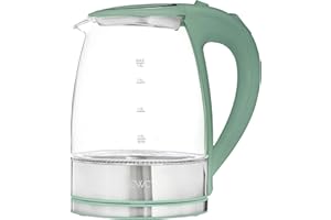 COOK WITH COLOR Electric Tea Kettle, 1.8L Cordless Hot Water Boiler, 1200W Rapid Boil, Auto Shutoff & Boil Dry Protection, BPA-Free, Sleek Countertop Design, Green