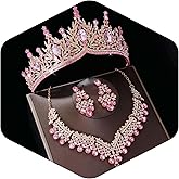 Kamirola Tiaras and Crowns for Women,Tiaras Earrings Necklace, Crystal Bridal Jewelry Set, Costume Party Halloween Prom Pageant Jewelry for Women（TR89
