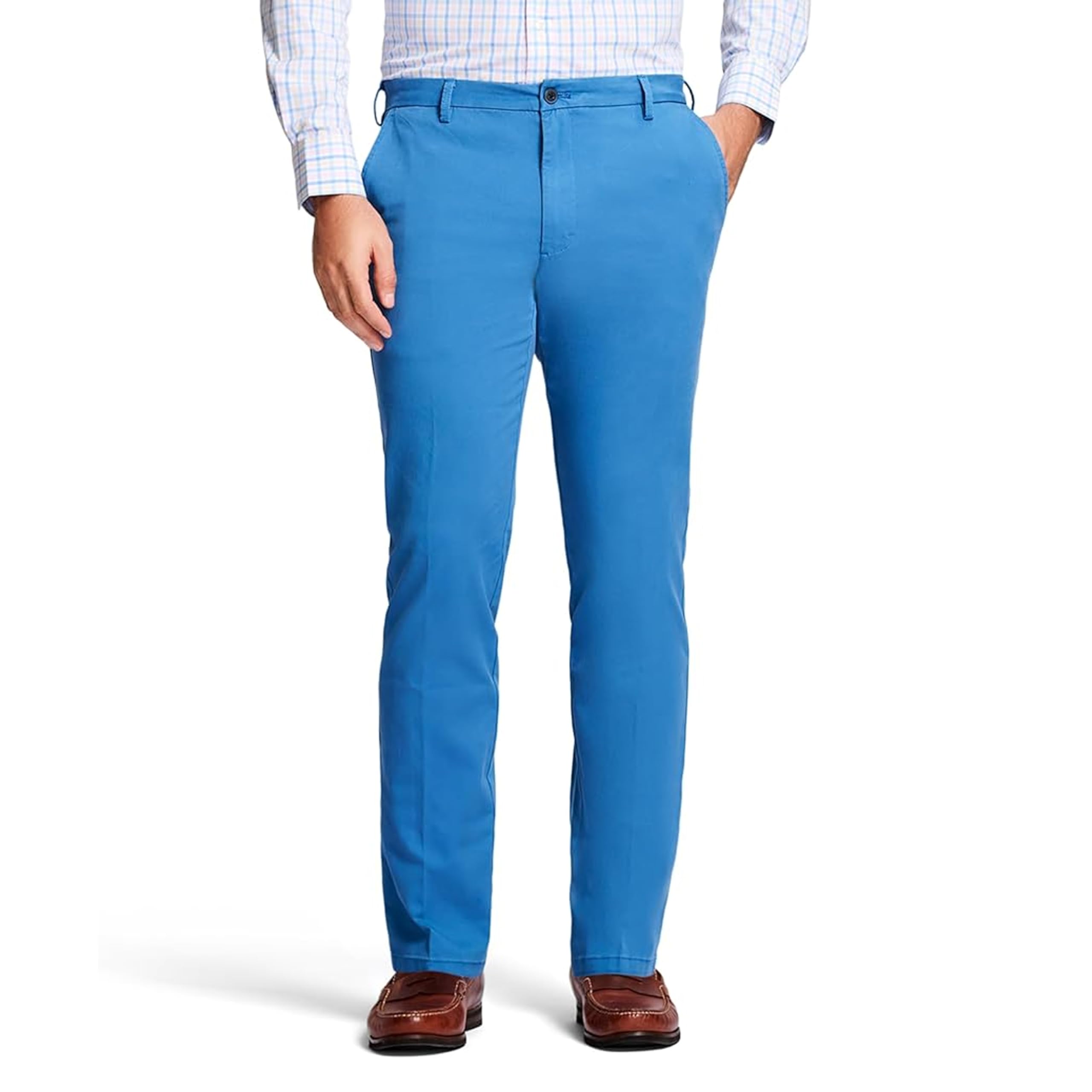 IZOD Men’s Saltwater Stretch Flat-Front Chino Pants, Federal Blue Strt, 36W x 32L