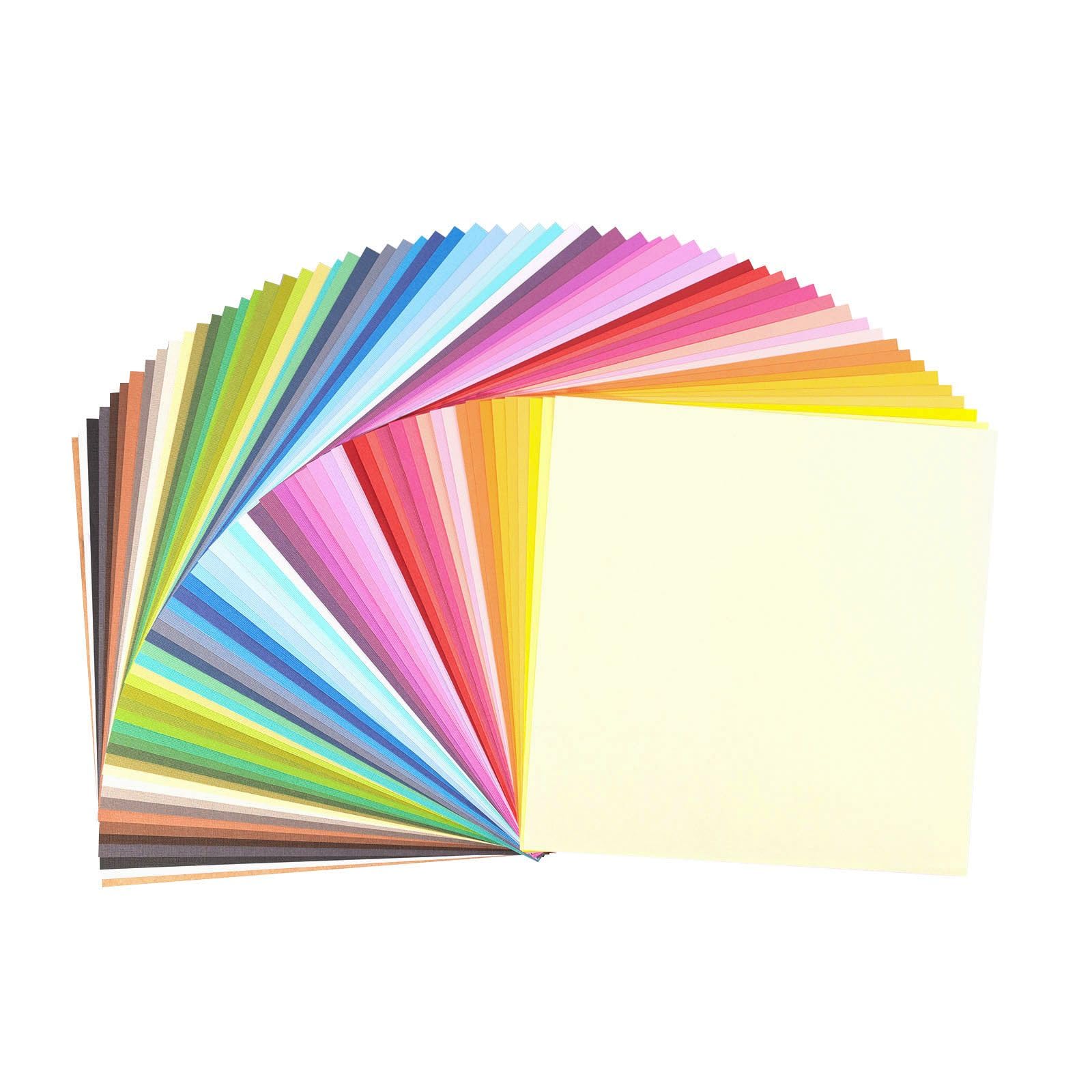 Florence Cardstock Textured Multicoloured - Coloured Card Making Supplies 12x12 inch - Multicoloured - 60 sheets - Coloured Paper for Scrapbooking, Card Making and Other Paper Crafts - 216 gsm