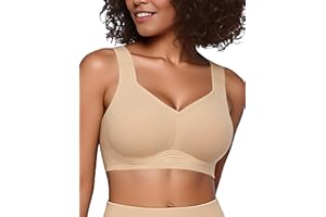 Easybunny Women Wireless Jelly Bra Plus Size Supportive Seamless Bras Full Coverage Comfortable Tshirt Bras with Extender