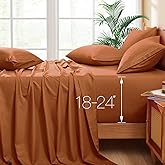 Horbaunal Extra Deep Pocket King Sheets - Fits Mattress 18-24 Inches Deep - 6 Pieces Hotel Luxury 1800 Thread Count Microfiber Sheet Set - Ultra Soft Caramel Pumpkin King Size Bed Sheets