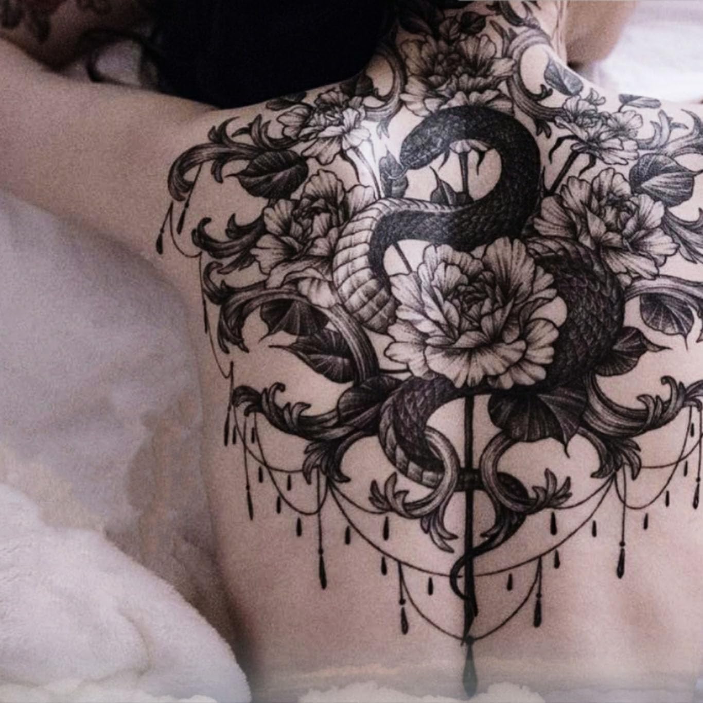 Temporary Floral Tattoos Adults for Women Temporary Neck Long Lasting Temp Realistic Fake Unique Tattoo Mandala Body flowers Sticker Women Real Looking Fake Tatoos (Temporary Tattoos Sticker 34) — image 1