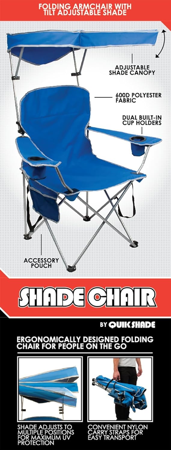 quik shade adjustable canopy folding camp chair