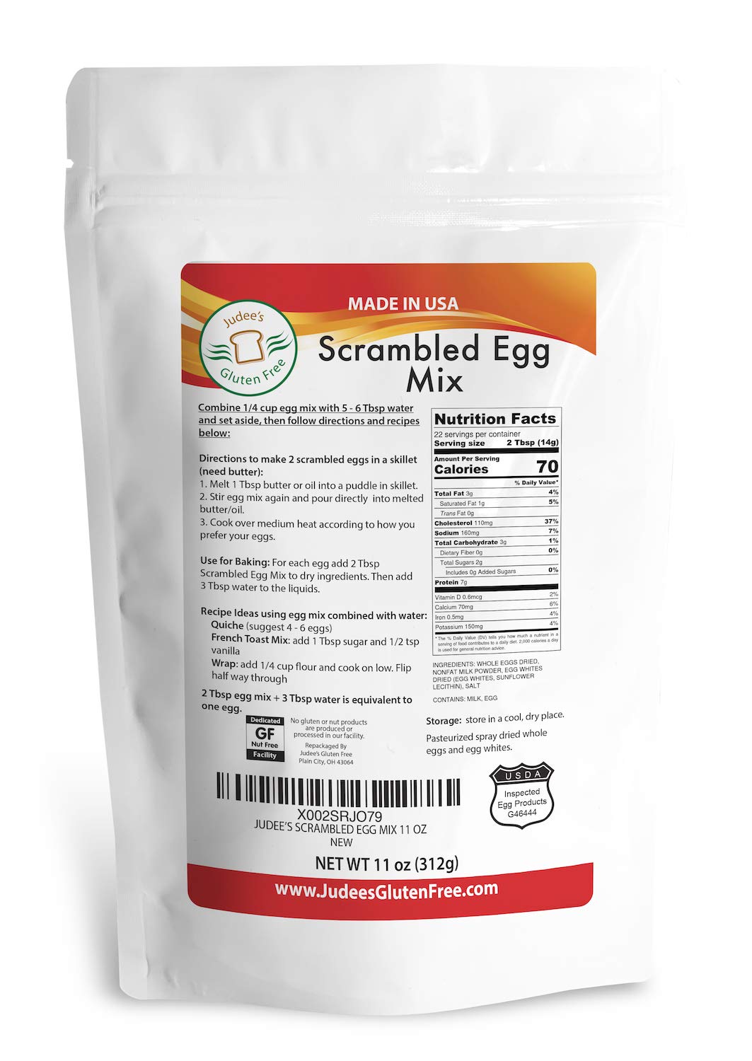 Judee S Scrambled Egg Mix 11 Oz Nongmo Made In Usa Pasteurized Produced From The Freshest Of Eggs Great For Breakfast Camping Travel Amazon Com Grocery Gourmet Food