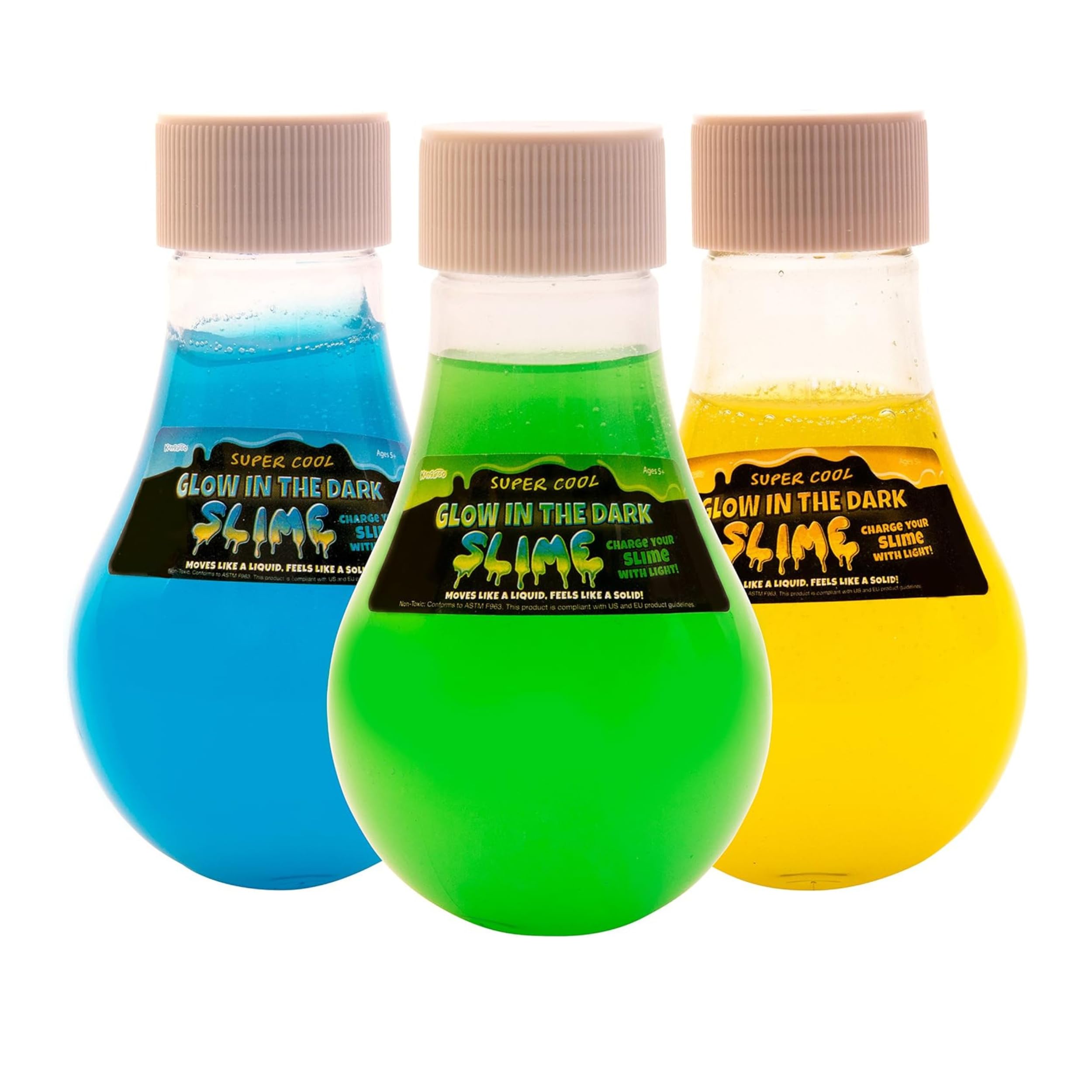 Photo 1 of 3 Pack Glow in The Dark Slime - Bright Neon Colors Blue, Yellow and Green Glow Slime Bottles Great for Birthdays, Loot Bags, Easter Baskets, Halloween & Stocking Stuffers, for Boys and Girls Ages 5+