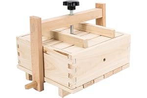2-in-1 Wooden Cheese Maker & Press,Home Making Mold Box Hygienic Cheese Making Machine and Cloth Press with Three Cheese Clot