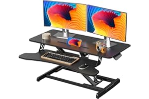 JYLH JOYSEEKER 35 inch Standing Desk Converter, Height Adjustable Desktop Standing Desk with Keyboard Tray for Two Monitors, Sit to Stand up Desk Riser Computer Workstation for Home Office, Black