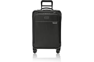 Briggs & Riley Essential 22" Carry On Expandable Spinner - Luggage for Travel, Suitcases with Wheels, Softside Rolling Bag for Men & Women, Self-Repairing Zipper - Baseline Collection, Black