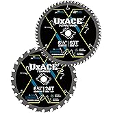 UXACE 6-1/2-Inch 24&60-Tooth Circular Saw Blade with 5/8-Inch Arbor, Framing & Ultra Finish Wood Cutting, Carbide Tip, Thin K