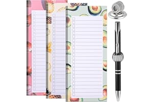 XINRUI 3 Pack Magnetic Grocery List for Fridge and 1 Magnetic Pen Clip, 150 Tear Off Sheets Magnetic Shopping List Pad to Do 