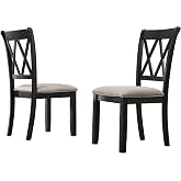 Roundhill Furniture Windvale Fabric Upholstered Dining Chair, Set of 2, Black