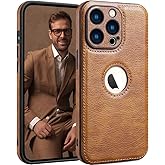 SOUTEM PU Leather Case for iPhone 15 Pro Max,Full Camera Lens Protection Cover,PU Leather Slim Luxury Business Non-Slip Grip Rugged Shockproof Full Body Protective Case for iPhone 15 Pro Max(Brown)