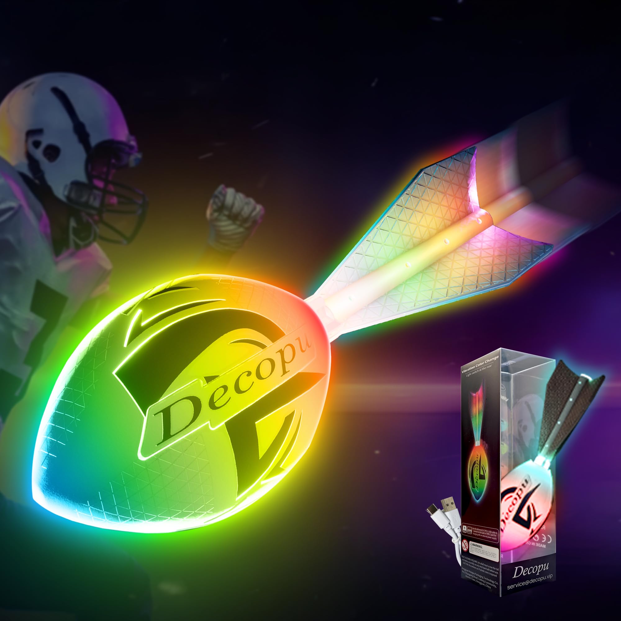 Photo 1 of KASTUMBGA Premium Foam Glow in The Dark Football, Latest LED Light up Football, Color-Changing-Perfect Birthday&Camping Gift for Kids 8-15+,Sports&Outdoors Toys for Ages Kids 8 9 10 11 12 13 14 15