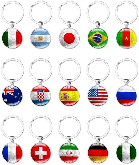 Amazon Co Jp 15pcs キーホルダー ペンダント キーリング キーチェーン ワールドカップ 国家 国旗 ペンダント メタル サッカーボール 手作り キーアクセサリー 飾り 応援 チャーム 玩具 ギフト プレゼント 贈り物 ホーム キッチン