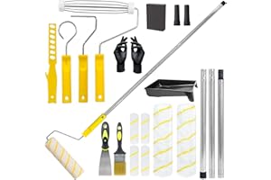 18-Piece Paint Roller Kit with 3.3ft Extension Pole, 4" & 9" Roller Covers, Paint Tray & Brushes for Professional Painting,Ho