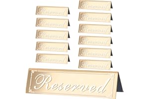 LNRUEG 12PCS Acrylic Reserved Table Signs, Double-Sided Mirrored Guest Reservation for Restaurants, Weddings, Birthday Parties, and Business Events