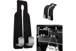 2Pcs Double Hooks for Car Seat Back, Headrest Hooks - Purse & Phone Holder, Multifunctional (Black)