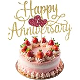 Glittery Happy Anniversary Cake Topper, Gold Glitter Fabulous Anniversary Cake Pick Cheers Anniversarys Decoration Company Anniversarys Party Decoration for Celebrating Party AnniversaryDecor