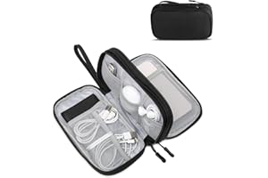 XQXA Electronics Organizer Travel Case, Small Cable Organizer Bag, Electronic Accessories Carry Case Water Resistant Double Layers Tech Storage Bag, Travel Essentials for Cord, Charger, Earphone, Black
