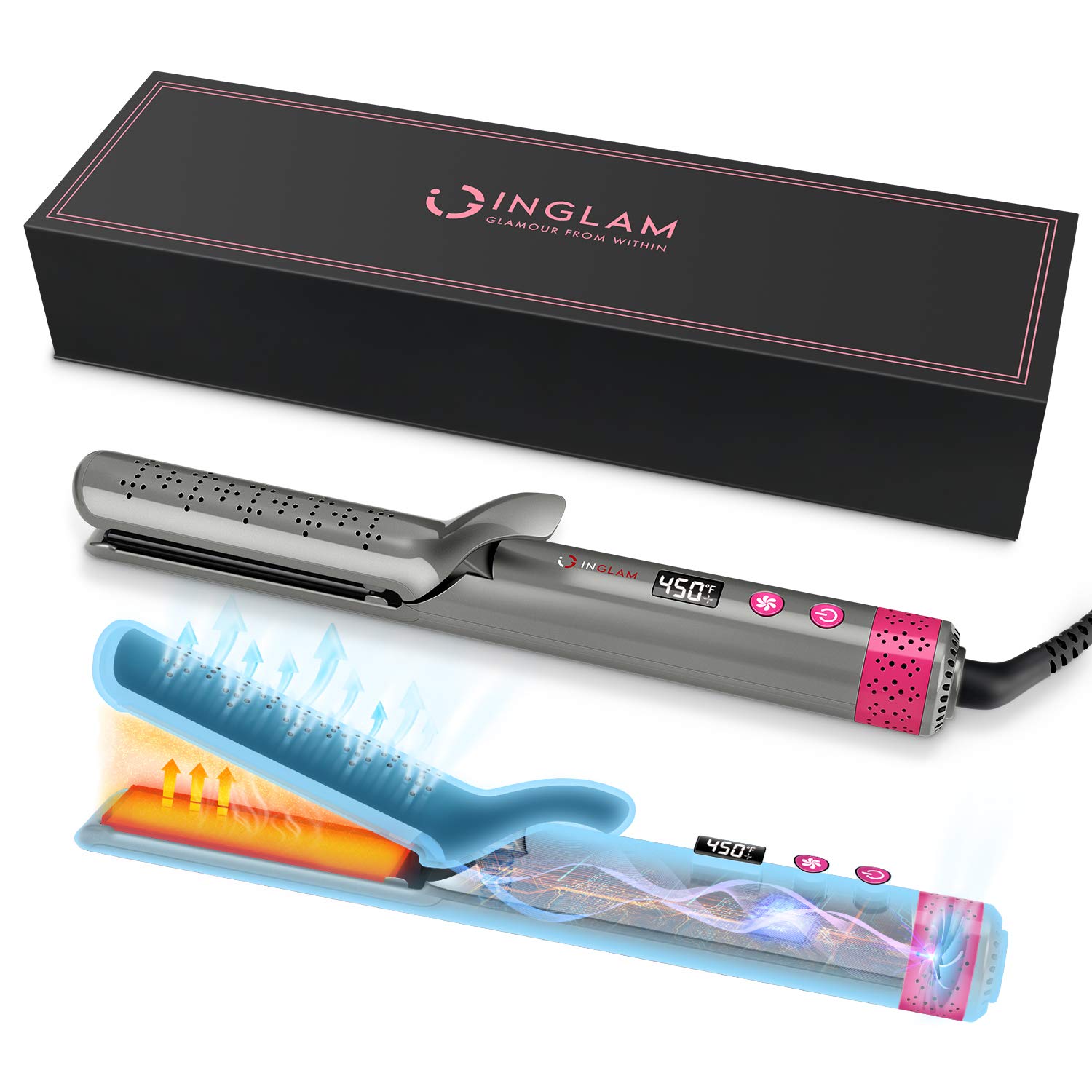 INGLAM 360° Airflow Styler Hair Straightener with Cooling