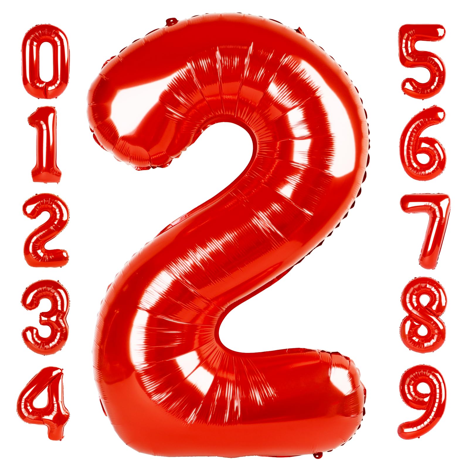 Photo 1 of 2 Numbers Balloon 40 Inch Red Two Balloon Number Birthday Decor, 2nd 12 21st Party Celebration Decorations Graduations Wedding Baby Shower