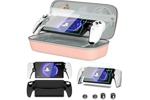 bibuks 8 in 1 Accessories Compatible with Playstation Portal,Carrying Case for PS Portal,Soft Silicone Protective Cover for PS5 Portal,2 Screen Protector with 4 Thumb Grip (Pink)
