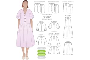 STYLEARC Style Arc Sewing Pattern - Porter Woven Dress and Top Pattern Pack (Sizes 04-16)