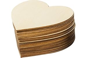 LEPOHOME 50PCS Wooden Hearts for Crafts, 4 Inch Unfinished Wood Hearts Shape Cutout Slices Pieces for DIY Crafts Projects Painting Staining Burning Engraving Carving Coasters