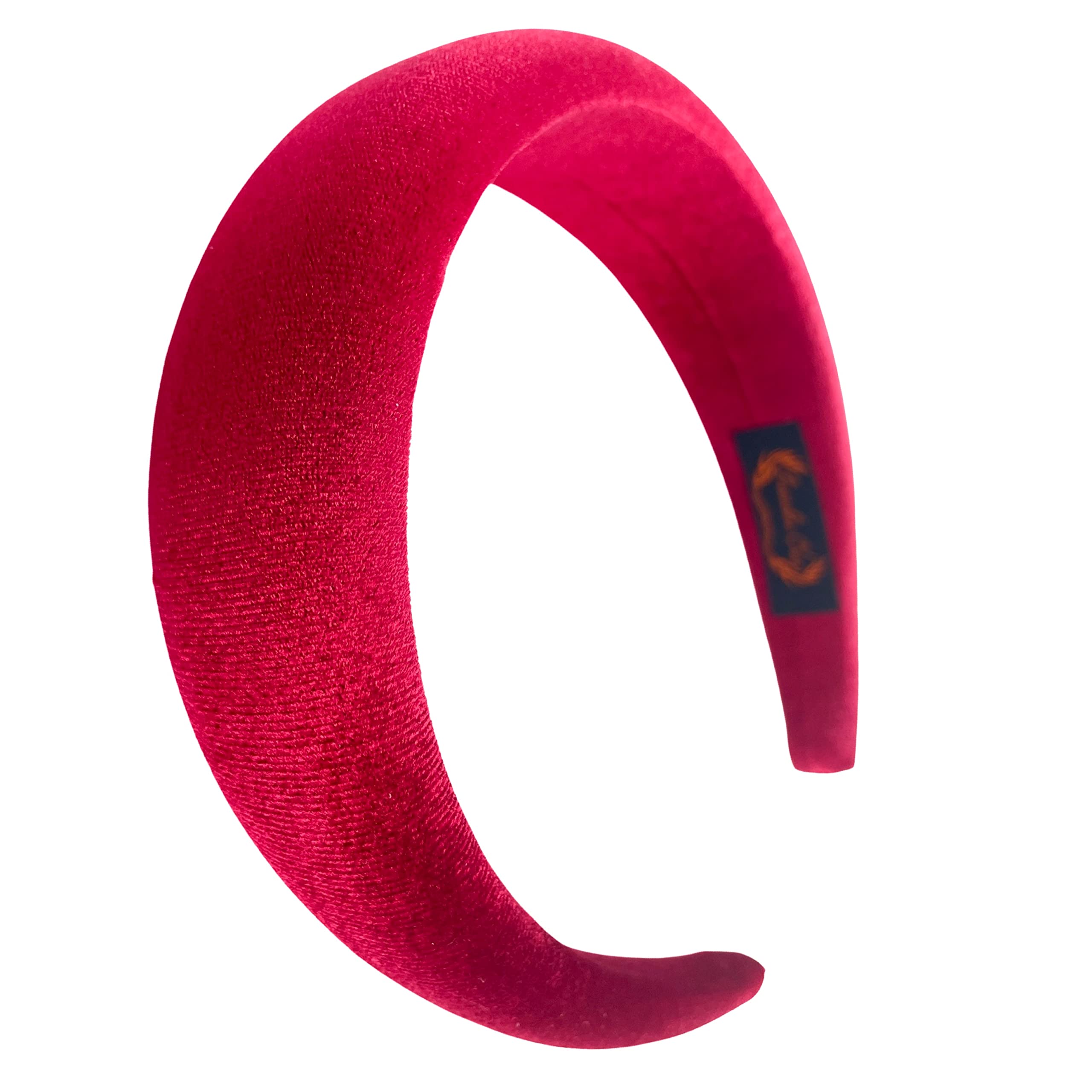 Photo 1 of FunCosta velvet padded headband wide puffy headbands for women girls vintage sponge hair band trendy and cute hair accessories (Ruby)