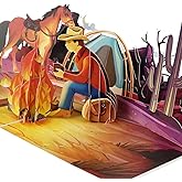 iGifts And Cards Cowboy Pop-Up Card – Under the Stars 3D Western Campfire Greeting Present, 6" x 8" with Notecard, Adventure Gift for Dad, Husband, Father’s Day, Retirement, Birthday, Nature Lovers