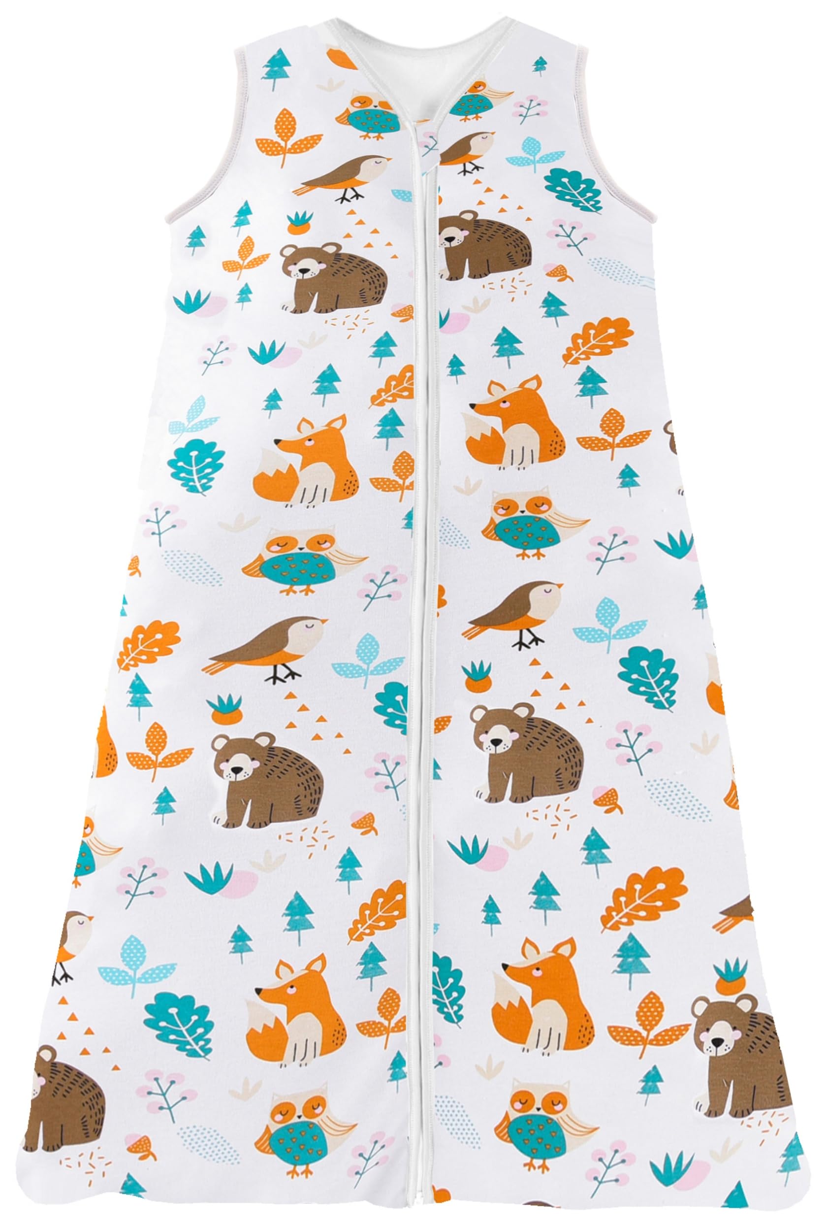 Chilsuessy Baby Sleeping Bag for Summer 100% Cotton 0.5 Tog, Infant Sleeping Bag Unisex Wearable Blanket Sleeping Sack for Toddler, Forest Bear, 110cm/3-4 T