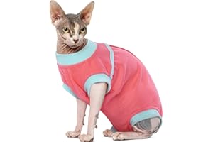FUAMEY Cat Recovery Suit,Female Cat Spay Suit Kitten Surgery Onesie Cat Bodysuit Alternative to Cone Collars,Preventing Cats from Licking Abdominal Wounds Skin Protector Weaning Clothes Pink L