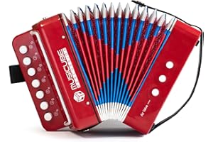 MUSICUBE Kids Accordion Instrument Toys 10 Keys Button Small Accordion for Boys & Girls Educational Musical Instrument Toys Christmas Gift Choice (RED)