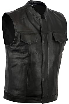 Australian Bikers Gear Motorrad-Weste - Leder - Schwarz SOA Sons of Anarchy Style EU 52 (XL)