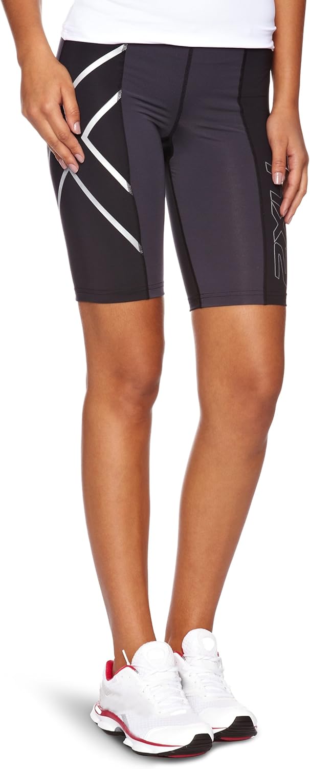 2XU Women's Elite Compression Shorts (Black/Steel, Large