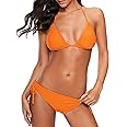 American Trends Women's String Two Piece Halter Top Triangle Bikini Set with Tie Side Bottom Sexy Swimsuit Bathing Suits