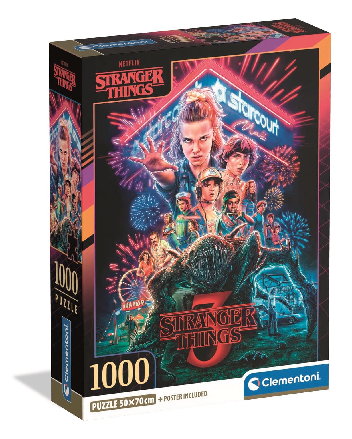 Clementoni Jigsaw Puzzle 1000 pieces, Stranger Things Netflix, Puzzle for Adults 14-99 Years, Made in Italy, Compact box, 39979