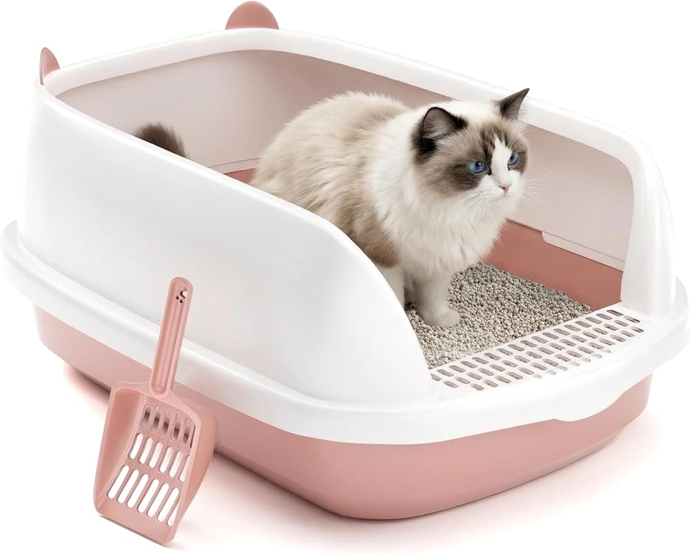 Vivo Technologies Cat Litter Tray Box Open Top 48x40x20cm Pink