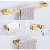 Brushed Gold Bathroom Hardware Set, 4-Piece Bath Towel Bar Set SUS304 Stainless Steel Towel Rack Set for Bathroom, 23.6 inches Bathroom Towel Holder Set Wall Mounted