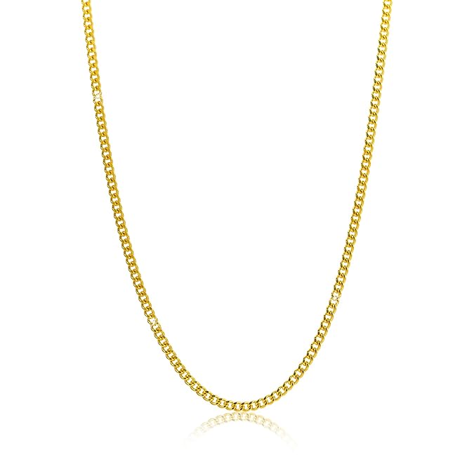 Orovi Damen Panzerkette Halskette 8 Karat (333) GelbGold Panzer flach Goldkette 1,2mm breit 45cm lange