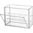 SANKEU Clear Acrylic Display Case 3 Tier Large Display Shelf with 2 Movable Plates, Stackable Showcase with Magnetic Door for Action Figures