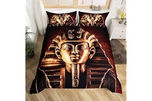 Erosebridal Pharaoh Bedding Sets, King Size 3D Ancient Egypt Tribe Decor Comforter Cover Set for Adult Women Boys Bedroom Home Decor, Egyptian Pyramids Exotic Style Duvet Cover, No Filling Inside