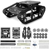 YonPhsy Black Tracked Tank Chassis Encoder Robot Kit for Arduino DIY | Tracked robot tank chassis, 5kg load, XR25-370 Hall encoder motors, 30&deg; climb, DIY kit, compatible with Arduino/Raspberry Pi