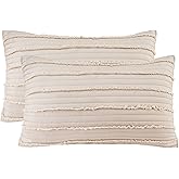 BOSOWOS King Size Pillow Shams Set of 2, Ultra Soft Breathable 20 x 36 Inches Pillow Case Envelope Closure, Microfiber Boho Farmhouse Pillowcases for Easy Care, Khaki
