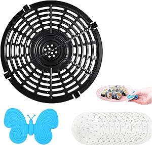 Air Fryer Accessories， Air Fryer Replacement Grill Pan for 5QT Kit Include Non-Stick Fry Pan Crisper Plate Suit for Air Fryers, Replacement Fry Pan Accessories， Dishwasher Safe