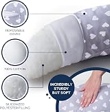 Niimo XXL+ Pregnancy Pillow & Nursing Pillow Grey Hearts 200x70 cm view 5